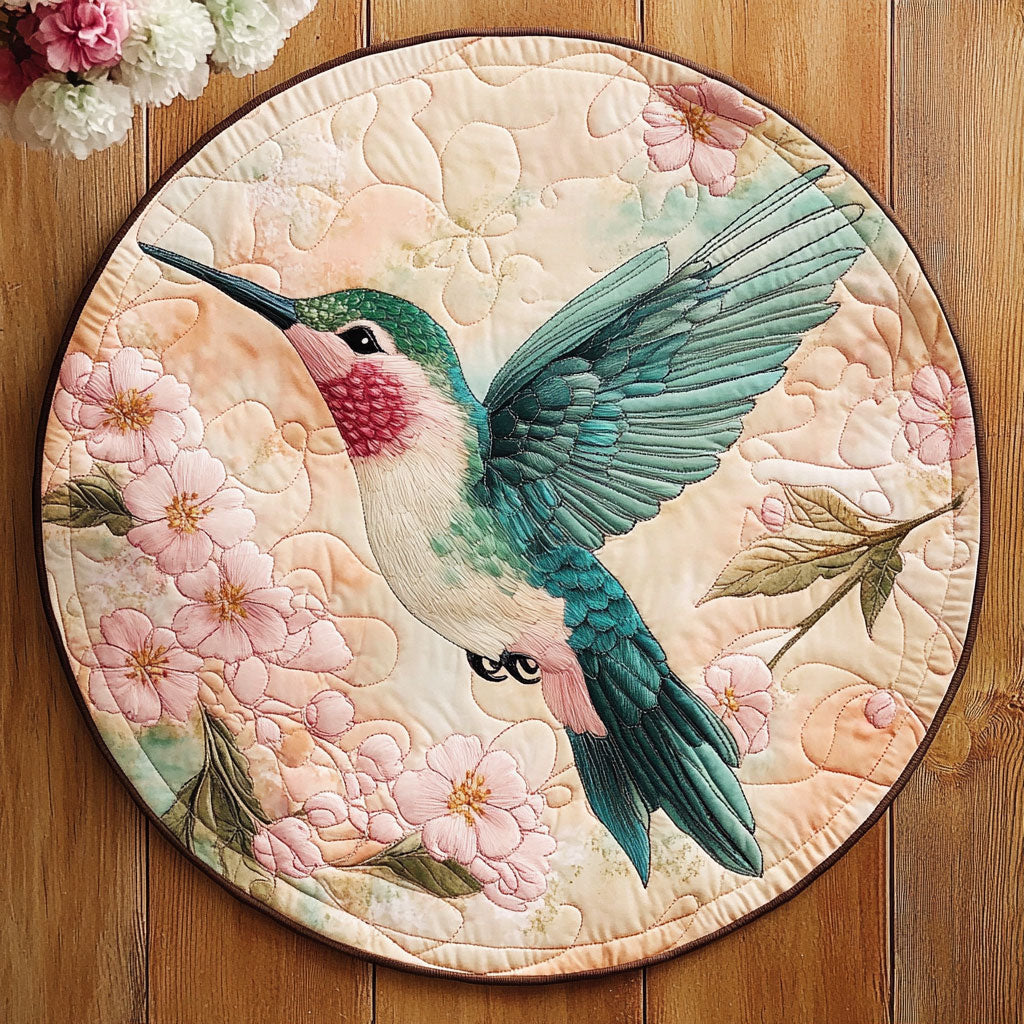 Hummingbird Lost In Spring WU2203017CL Quilted Round Mat