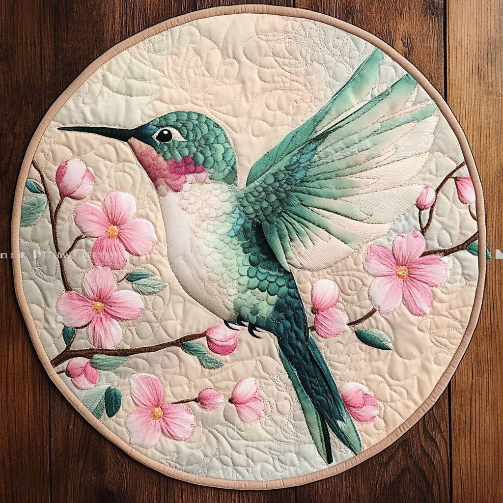 Hummingbird Lost In Spring WU2203018CL Quilted Round Mat