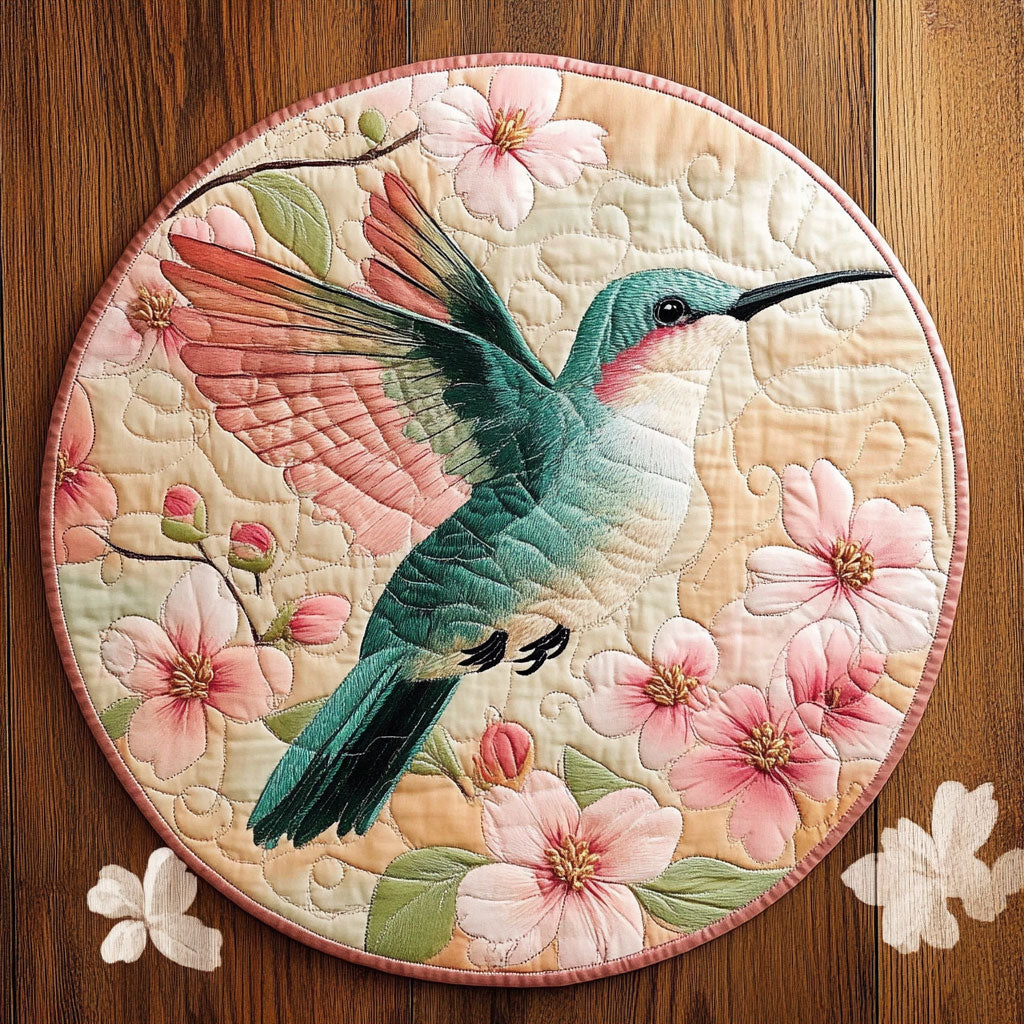 Hummingbird Lost In Spring WU2203019CL Quilted Round Mat