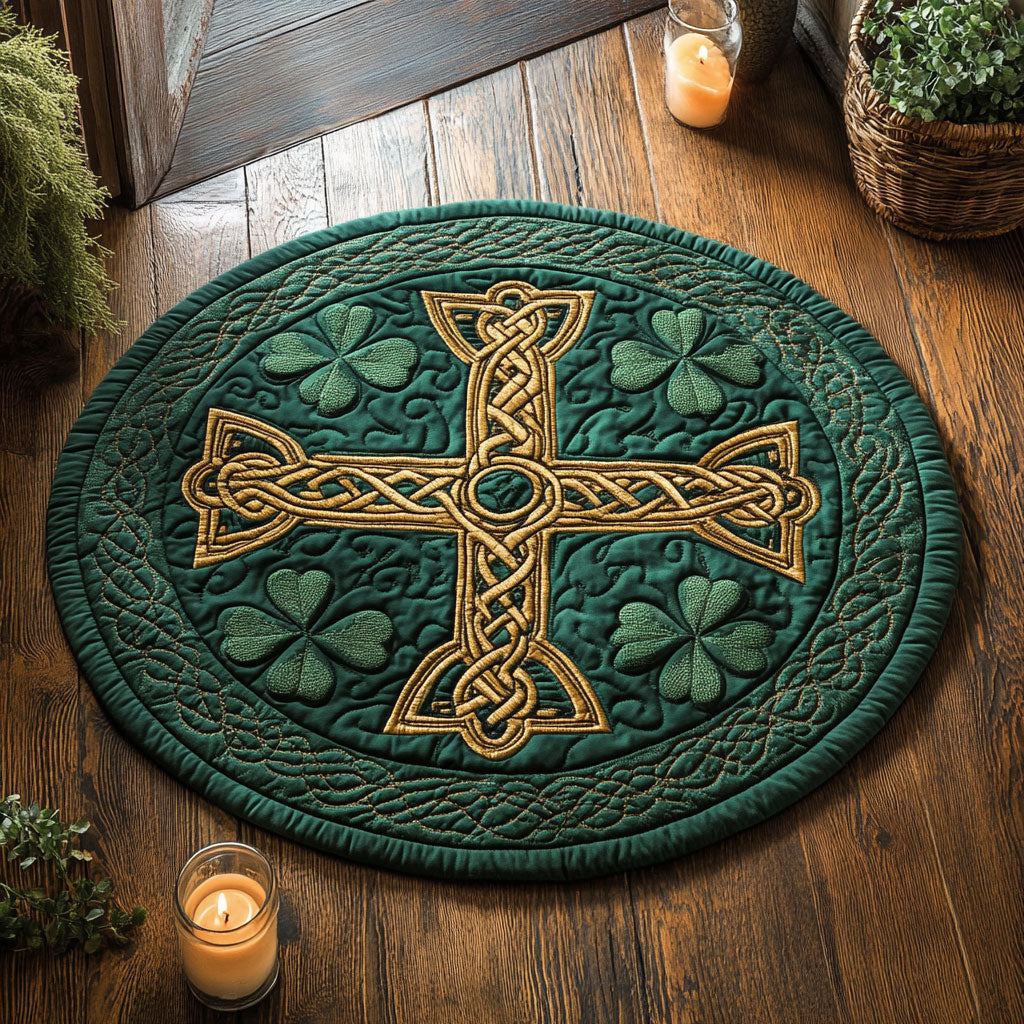 Irish Celtic Cross WU2103051CL Quilted Round Mat