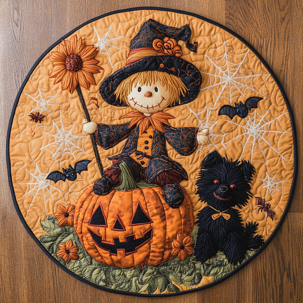 Laughing Scarecrow Night WN0508020CL Quilted Round Mat