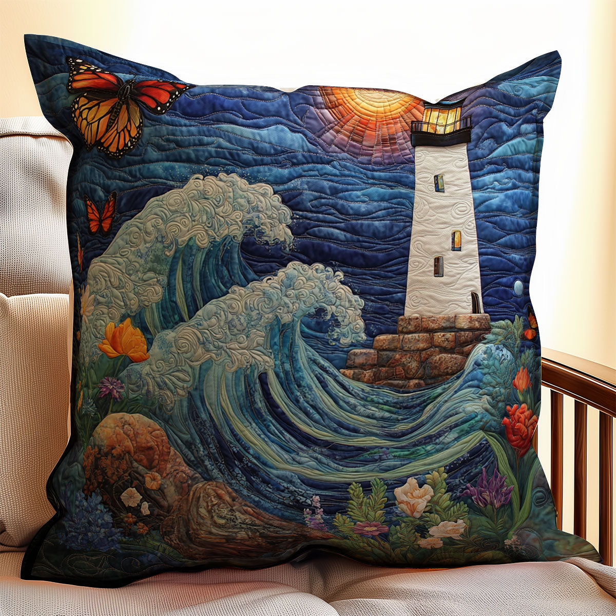 Lighthouse Butterfly WX2203073CL Quilt Pillow Case
