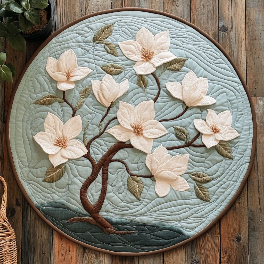 Magnolia Blooming WU2103130CL Quilted Round Mat