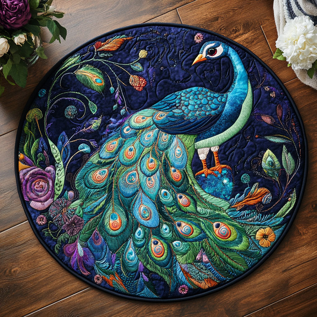 Majestic Peacock WU2103032CL Quilted Round Mat