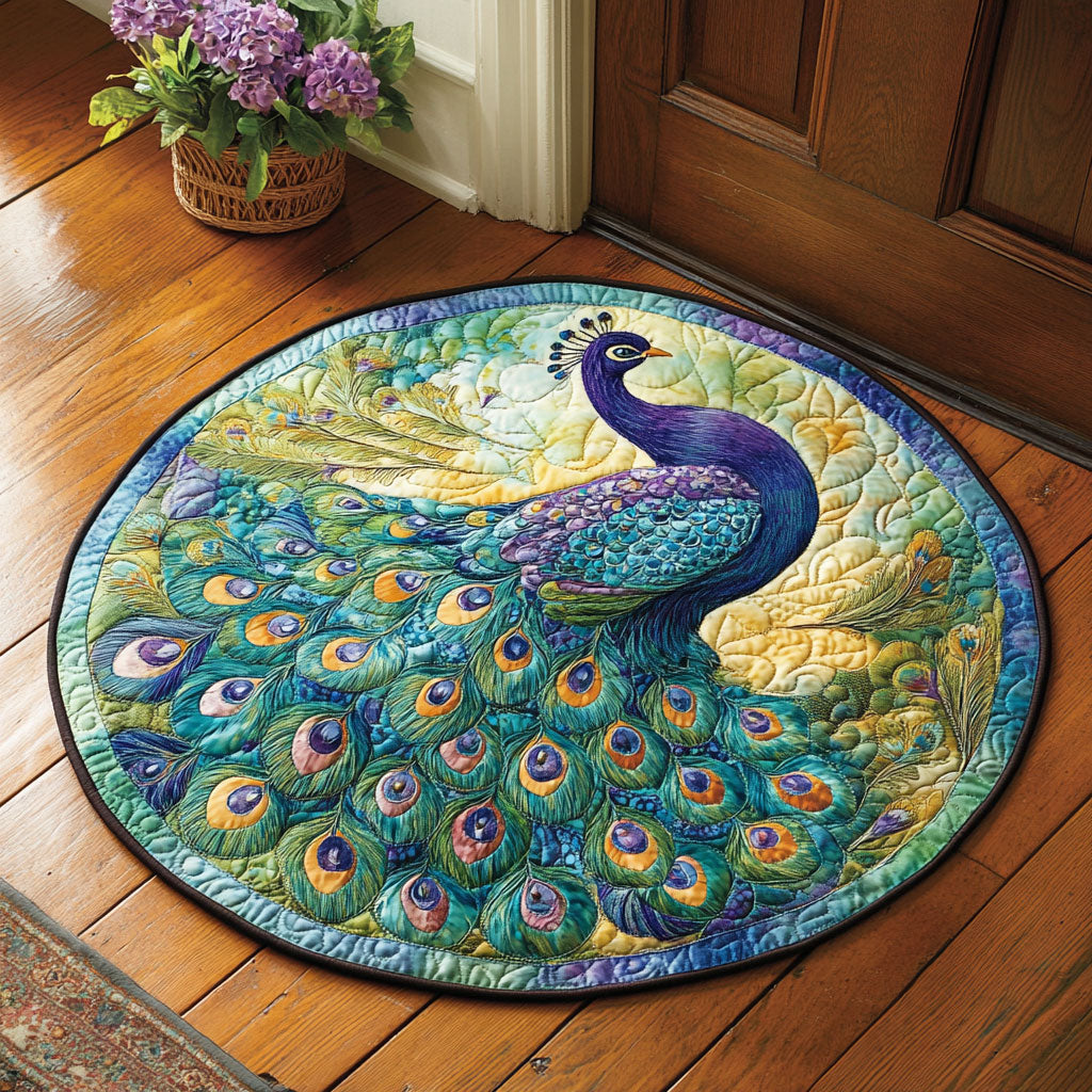 Marvelous Peacock WU2403016CL Quilted Round Mat