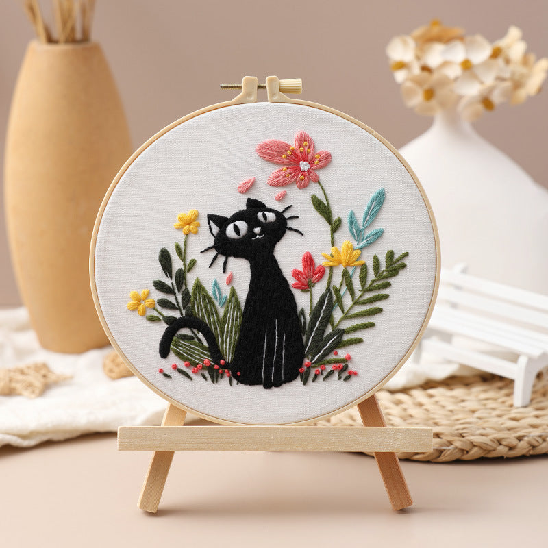 Black Cat DIY Embroidery Beginner Kits