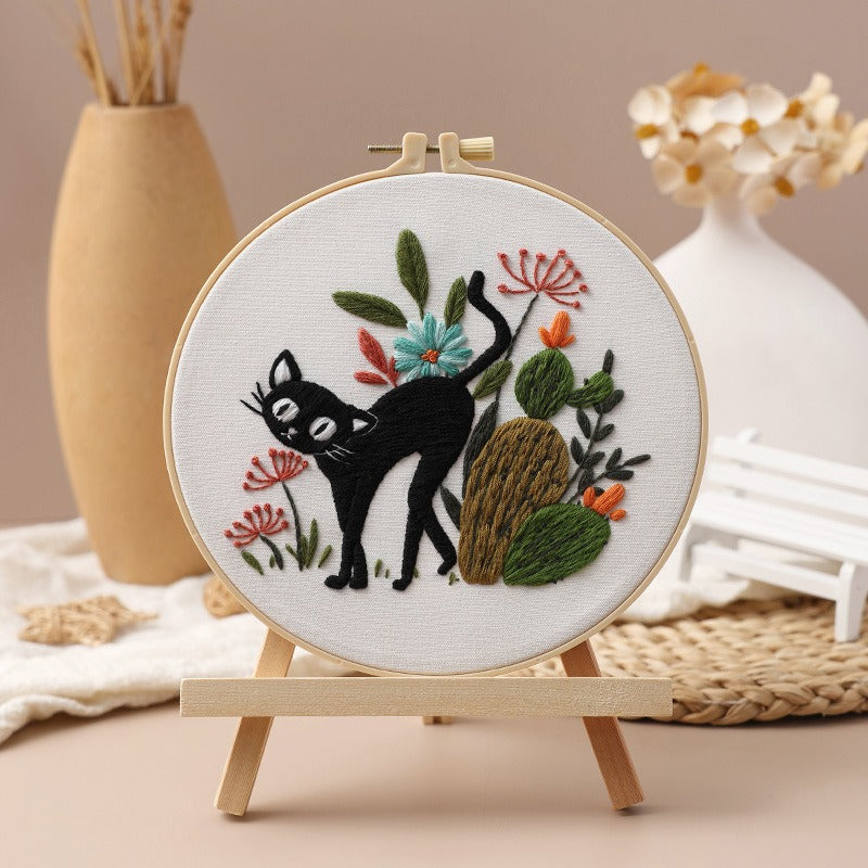 Black Cat DIY Embroidery Beginner Kits