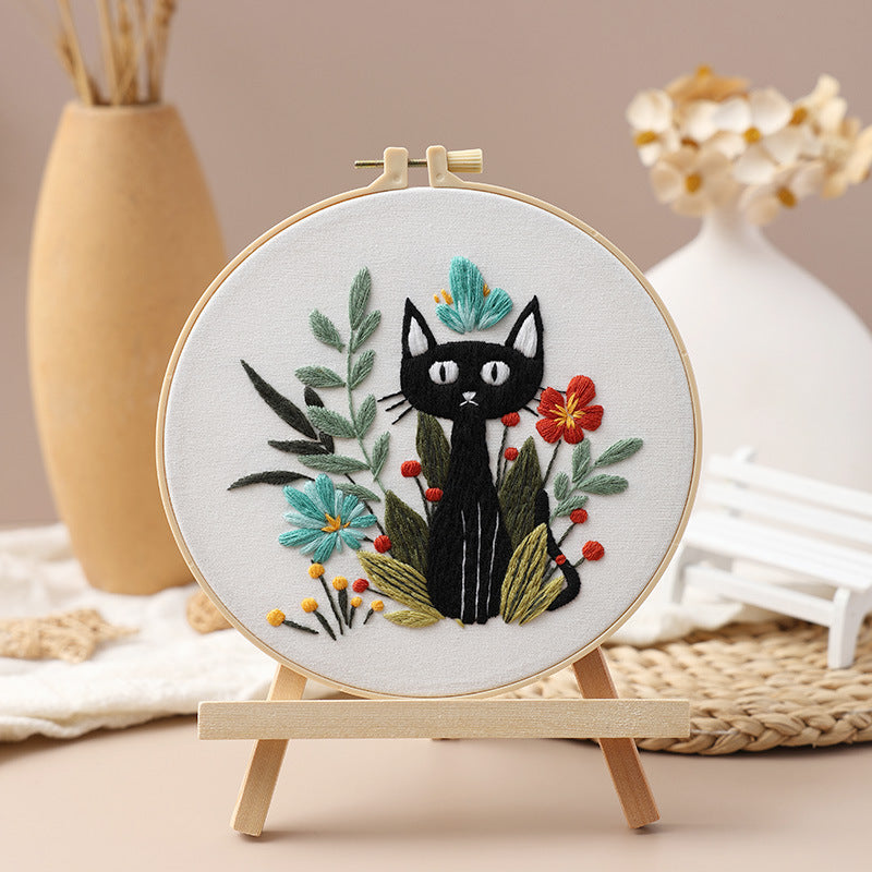 Black Cat DIY Embroidery Beginner Kits