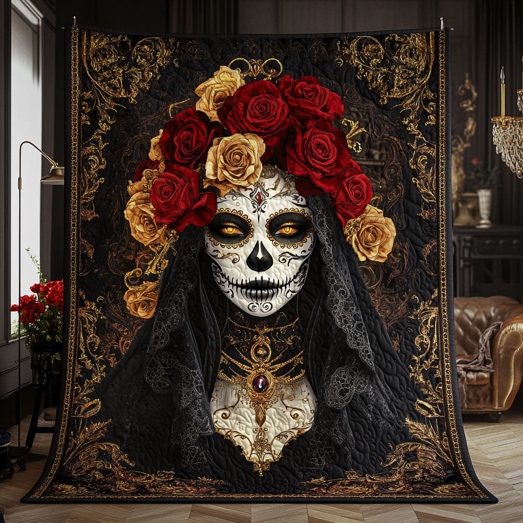 Midnight Bloom Skull Woman WN0908047CL Quilt