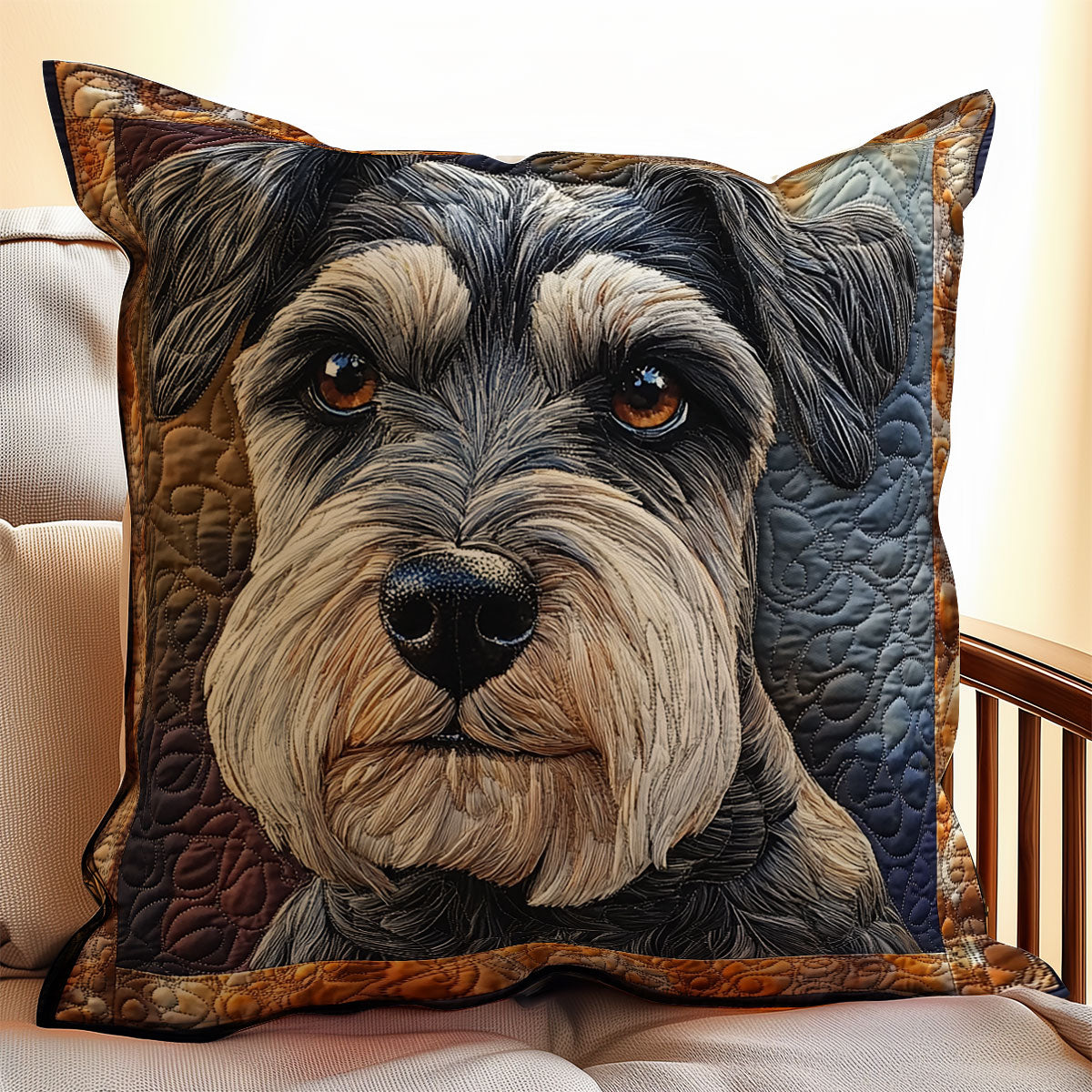 Miniature Schnauzer Portrait WX0303135CL Quilt Pillow Case