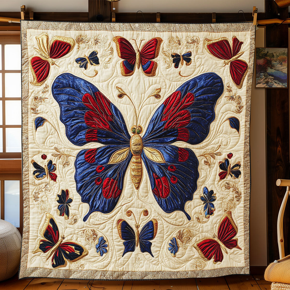 Antique Embroidered Butterfly WJ1402001CL Quilt