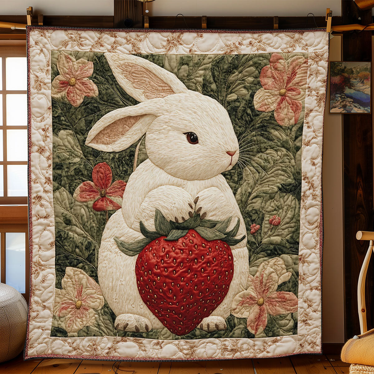 Strawberry Bunny WJ2103027CL Quilt