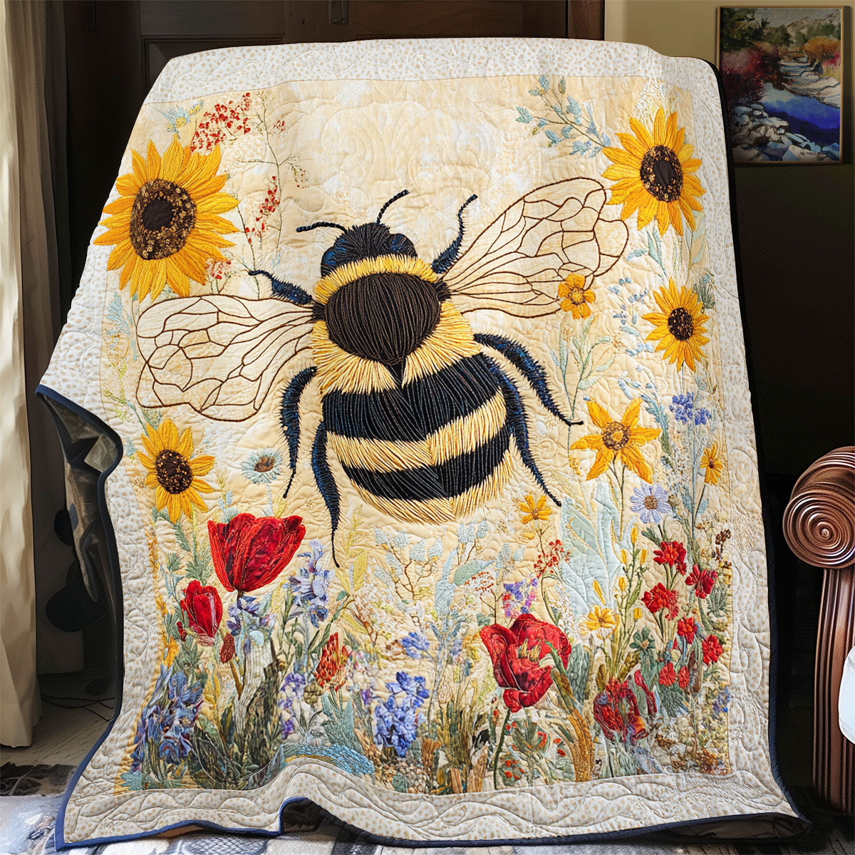 Bee's Path Through Petals WU1203058CL Quilt