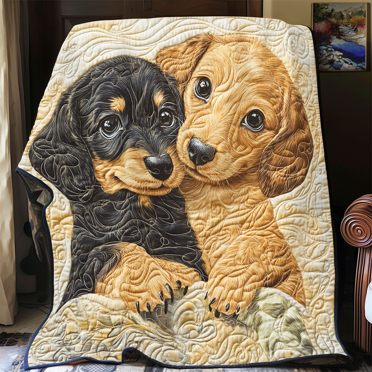 Dachshund Cuddle Time WU2502021CL Quilt