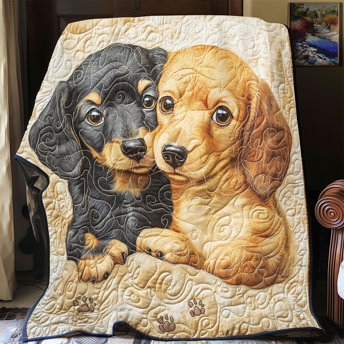 Dachshund Cuddle Time WU2502022CL Quilt