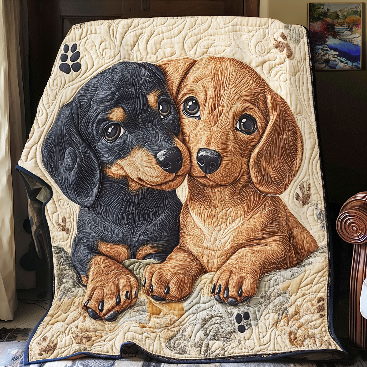 Dachshund Cuddle Time WU2502025CL Quilt