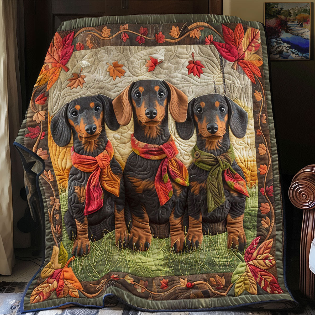 Dachshund Fall CP2406027CL Quilt
