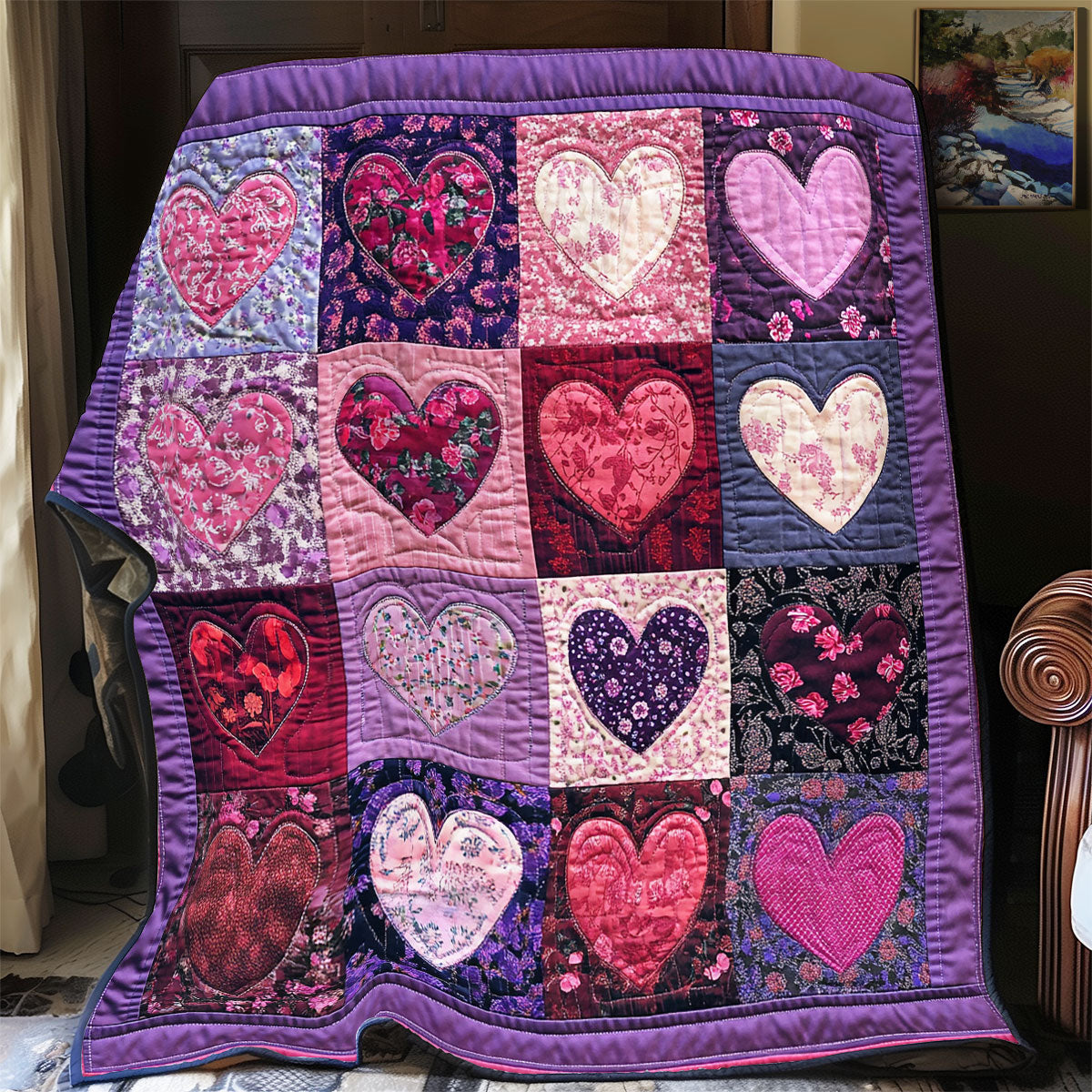 Purple Heart Be My Valentine WU3012006CL Quilt