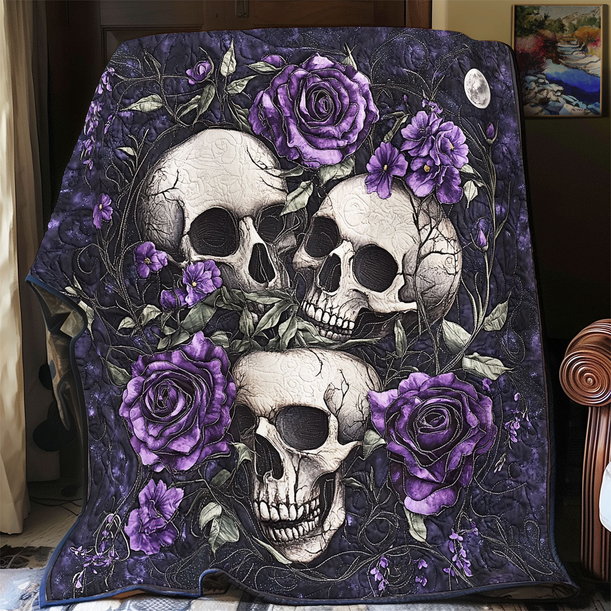 Purple Skull WU2412009CL Quilt