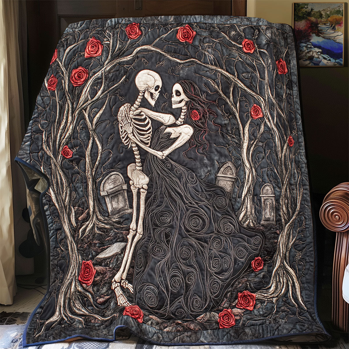 Skeleton Dancing In The Graveyard WU2412013CL Quilt