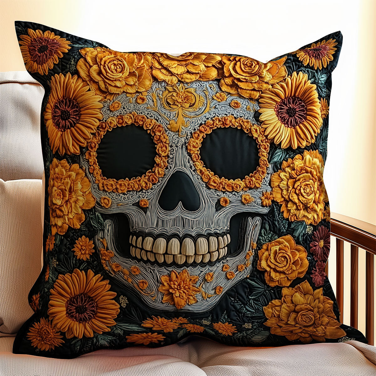 Skull And Sunflower WU0702042CL Quilt Pillow Case