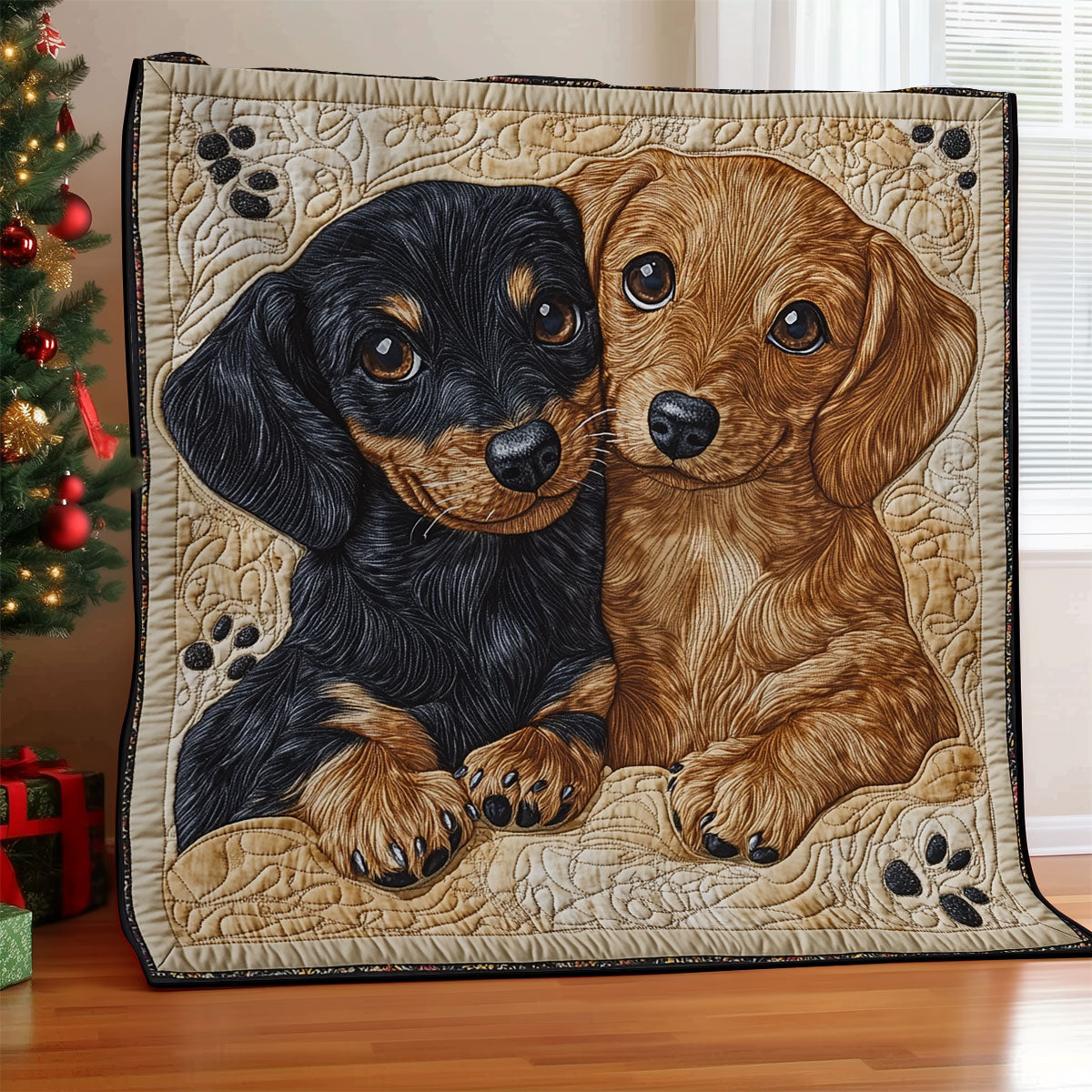 Dachshund Cuddle Time WU2502020CL Quilt