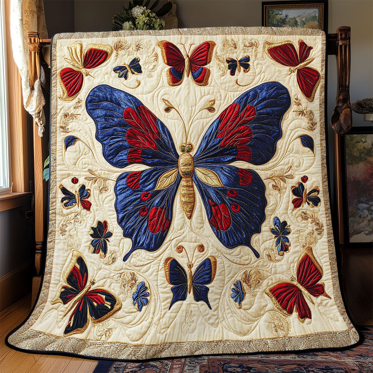 Antique Embroidered Butterfly WJ1402001CL Quilt