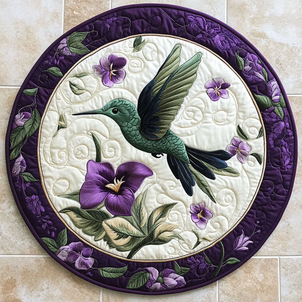 Mystic Hummingbird WX2403086CL Quilted Round Mat