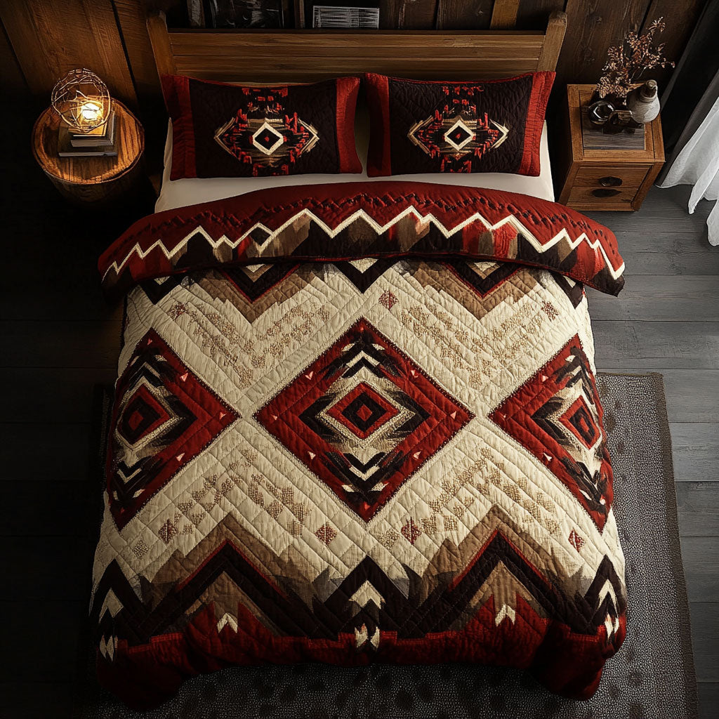 Native American Crimson Pattern WU1902030CL Duvet Cover Set