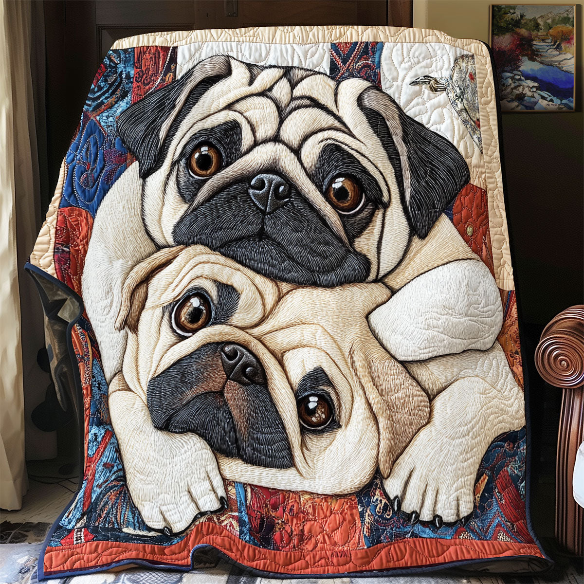 Pug Cuddle WU2612027CL Quilt