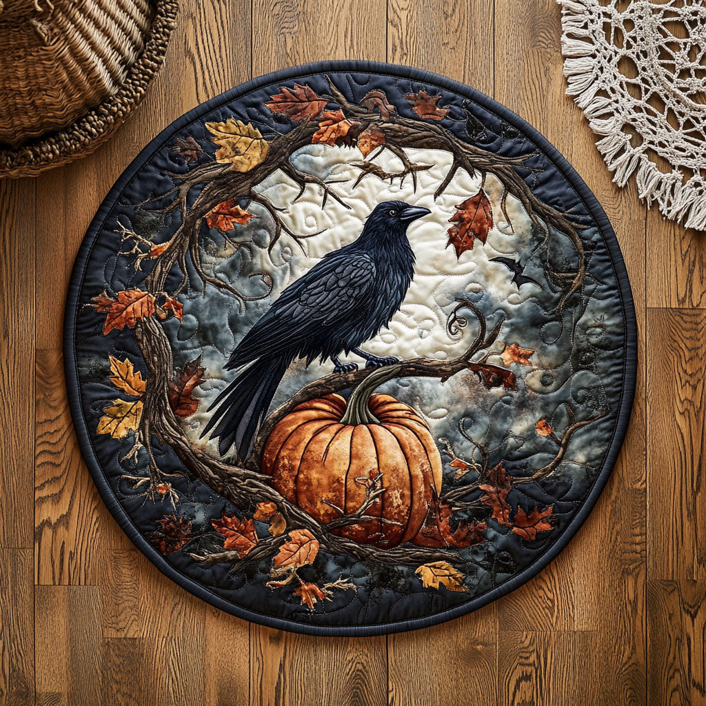 Pumpkin Perch WJ0708116CL Quilted Round Mat