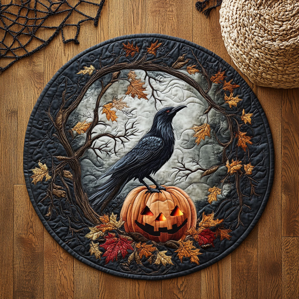 Pumpkin Perch WJ0708117CL Quilted Round Mat