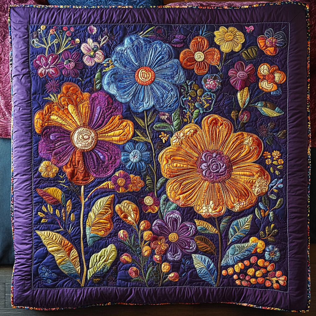 Purple Floral Patchwork WU2702005CL Quilt