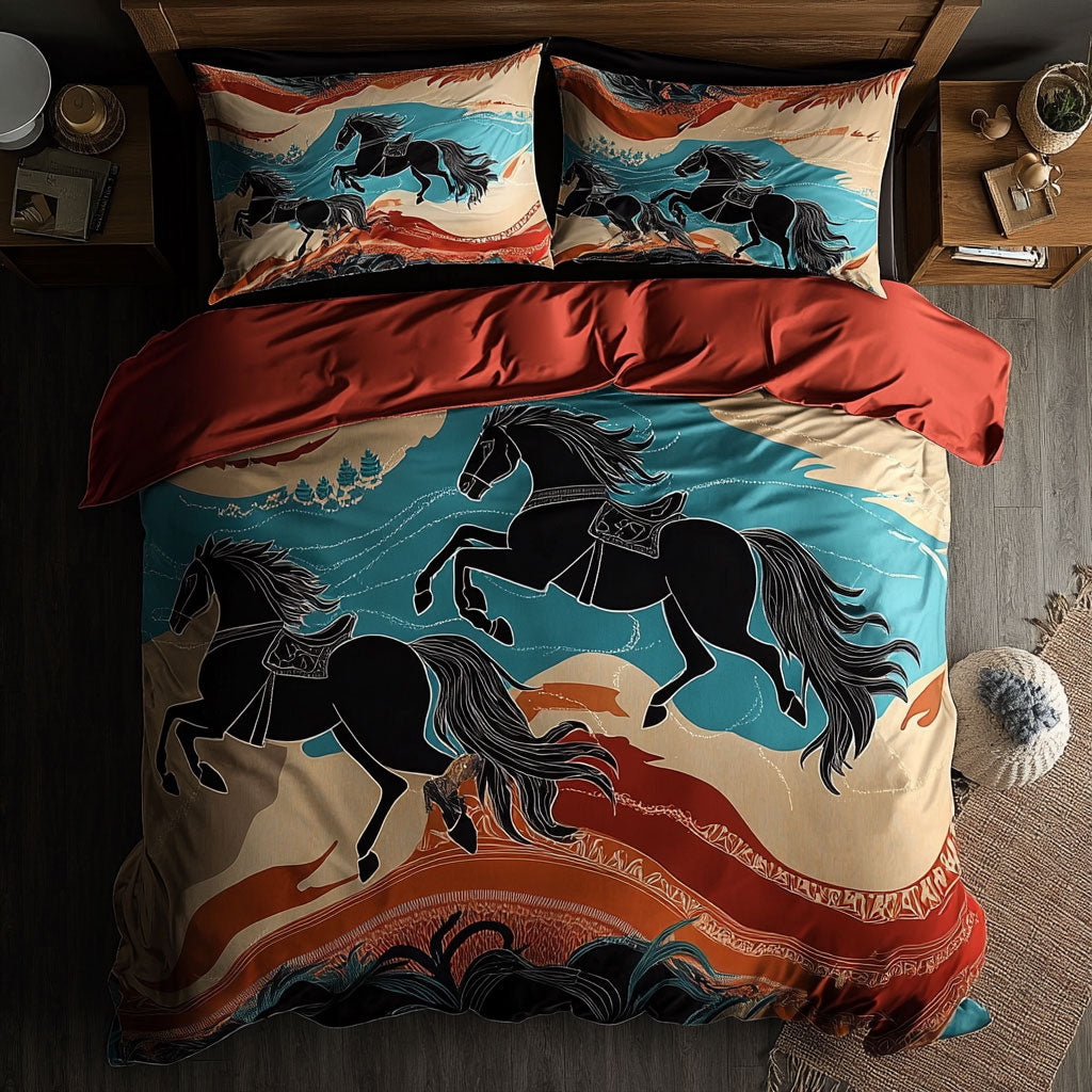 Running Horses WU2201054CL Duvet Cover Set