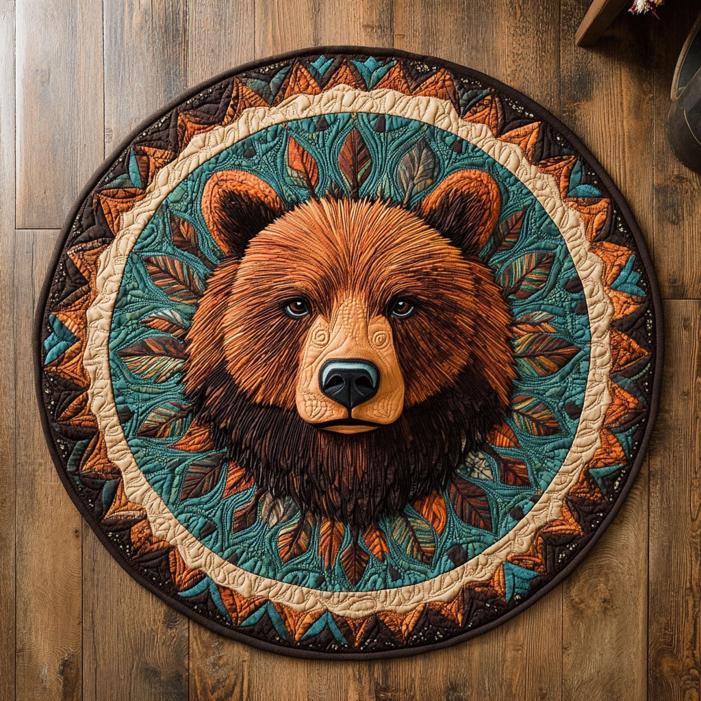Rustic Bear WU2203048CL Quilted Round Mat
