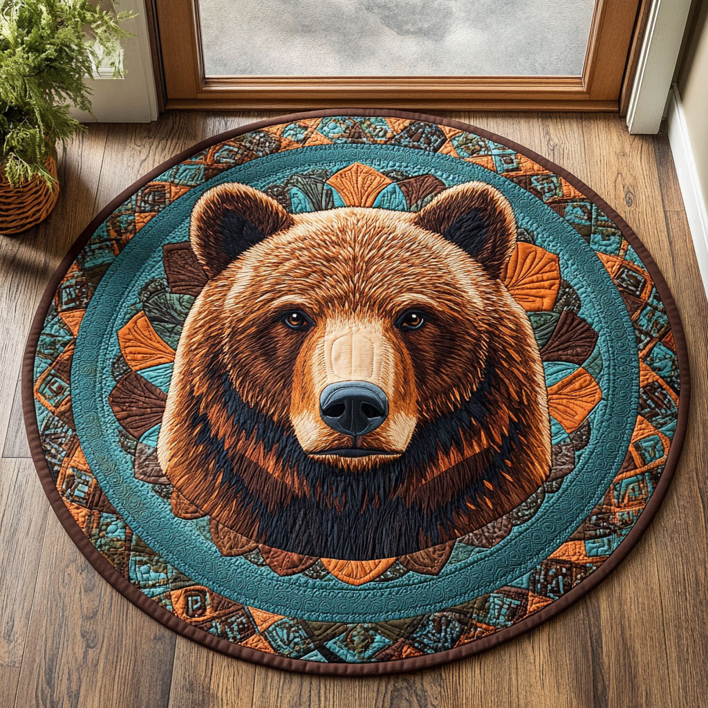 Rustic Bear WU2203049CL Quilted Round Mat