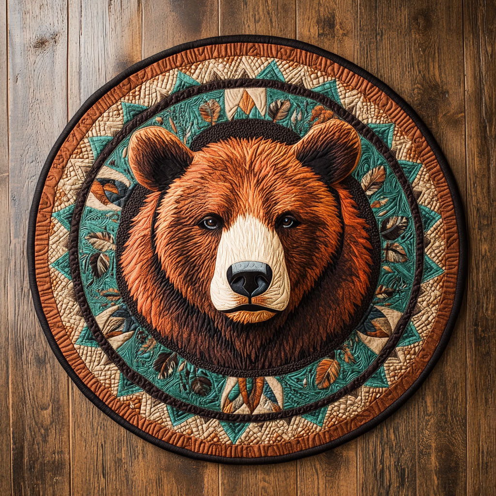 Rustic Bear WU2203050CL Quilted Round Mat