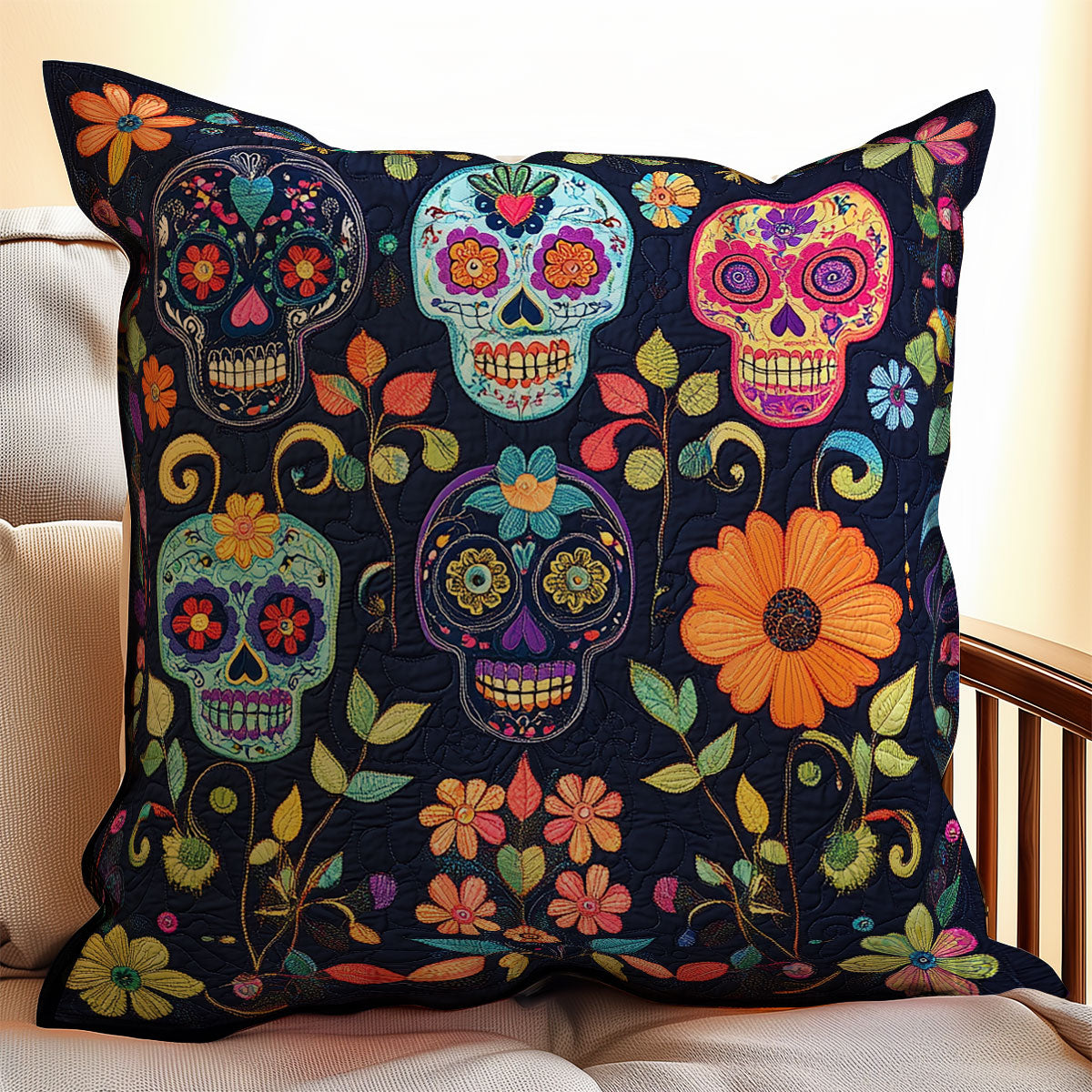 Skull Day Of The Dead WX0403123CL Quilt Pillow Case