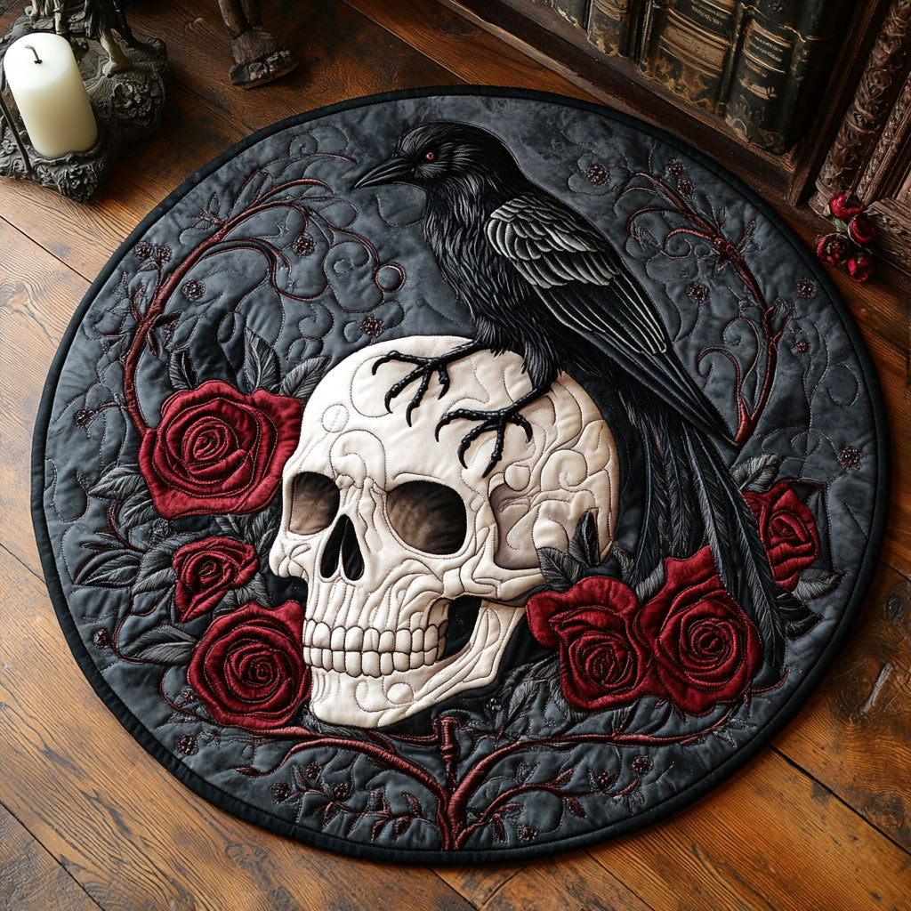 Skull Gothic Rose WU2103029CL Quilted Round Mat