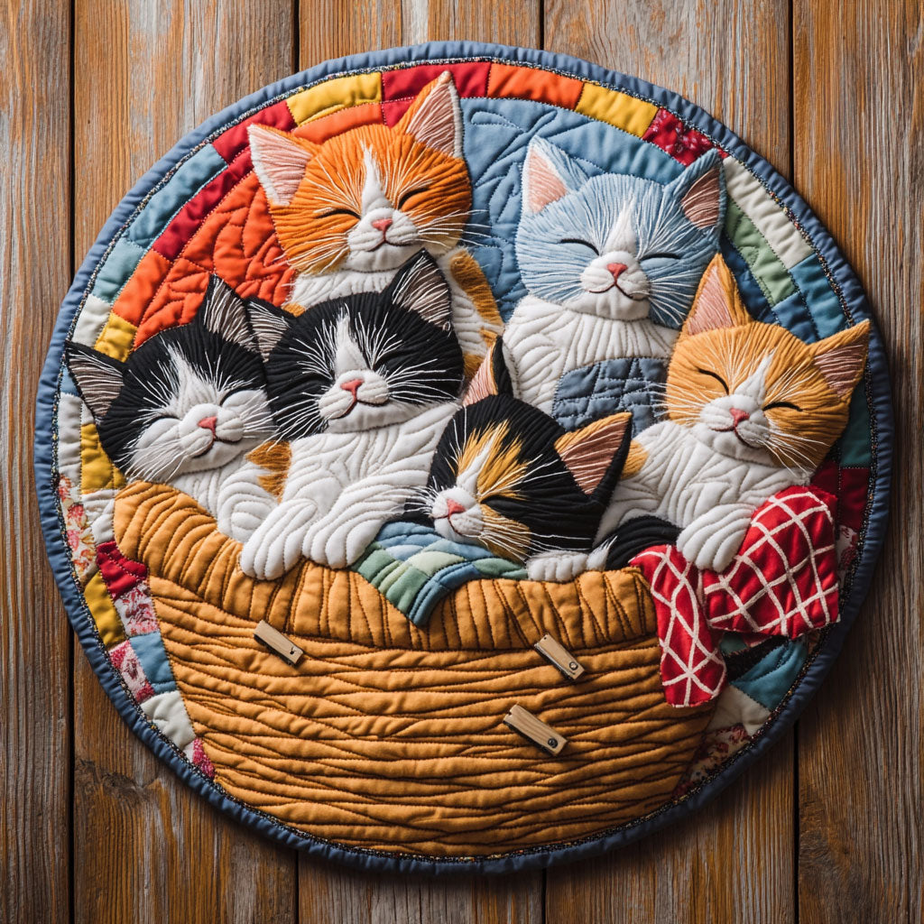 Sleeping Cat WU2203002CL Quilted Round Mat