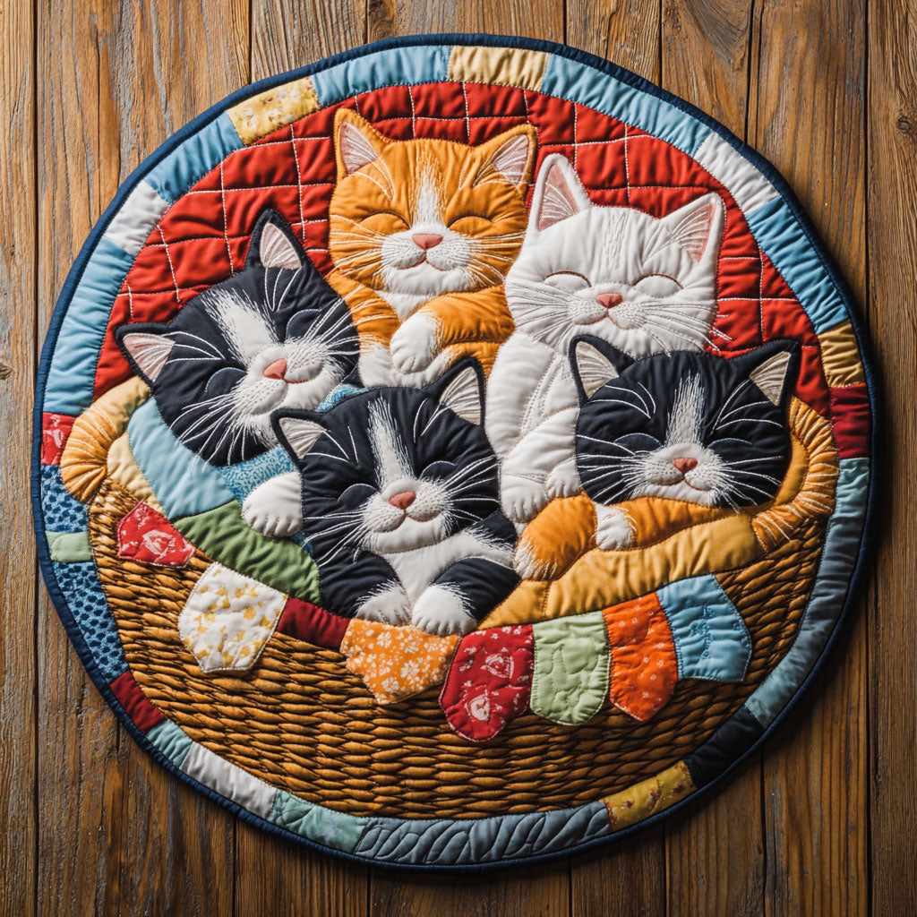 Sleeping Cat WU2203003CL Quilted Round Mat