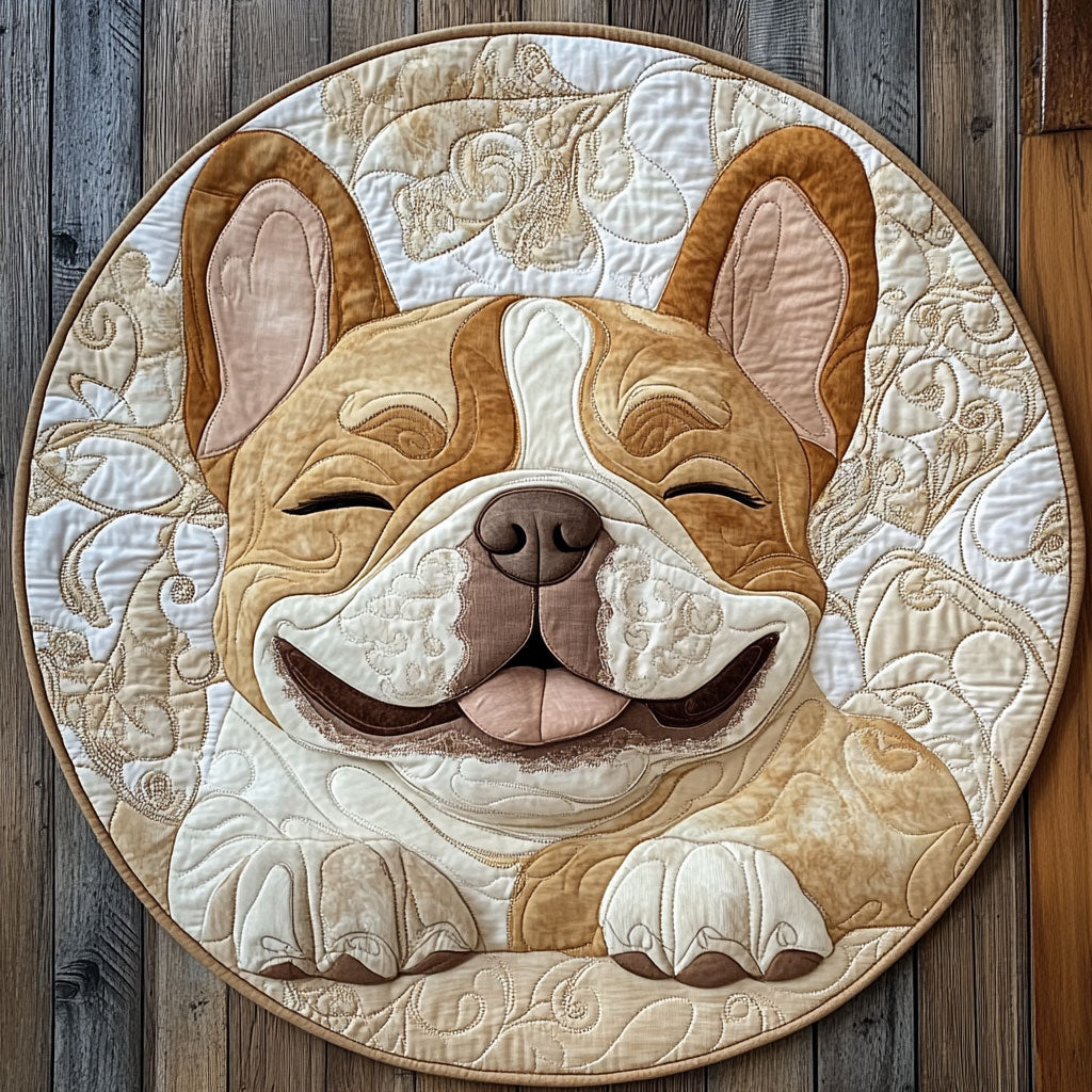 Smilling Bulldog WU2503093CL Quilted Round Mat