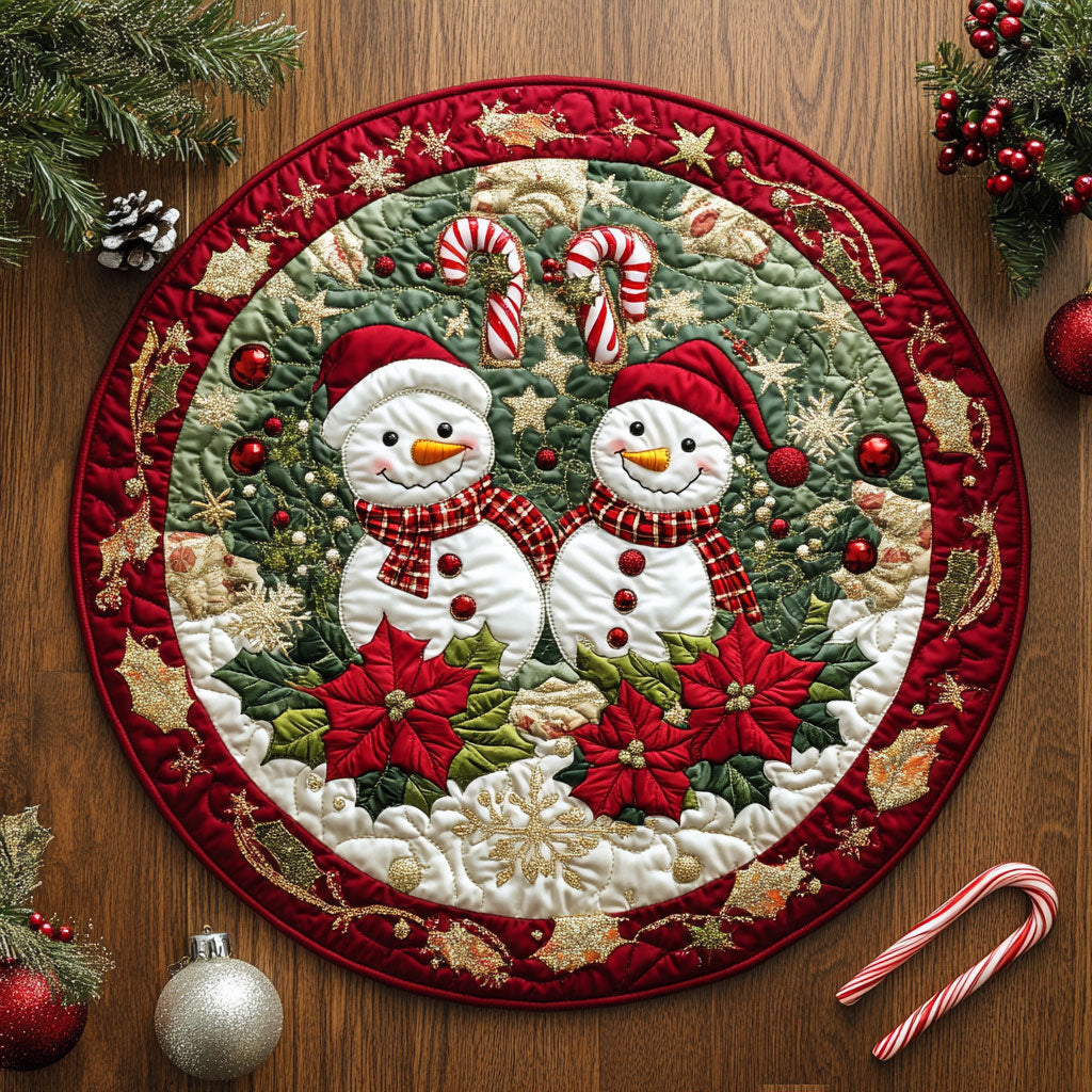 Snowman Joy WN0508053CL Quilted Round Mat