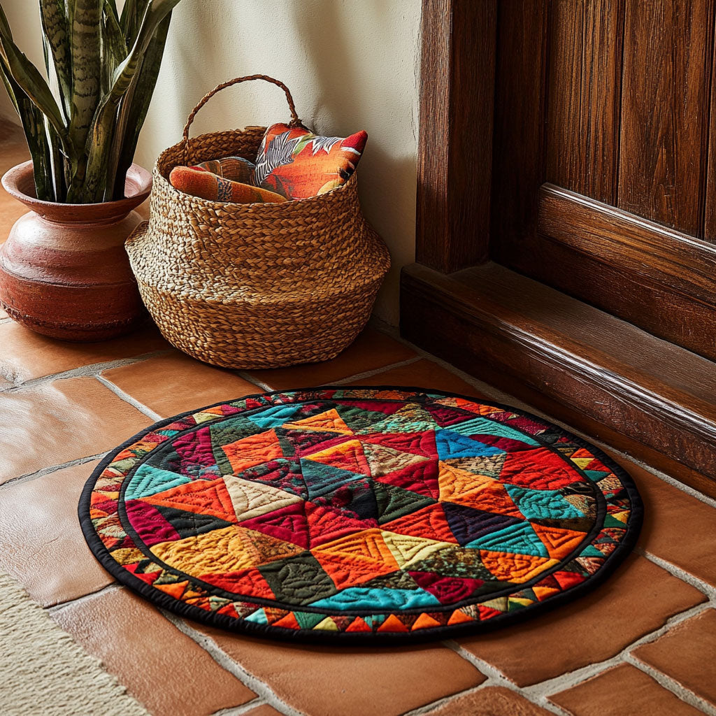 Vibrant Patchwork WU2103014CL Quilted Round Mat