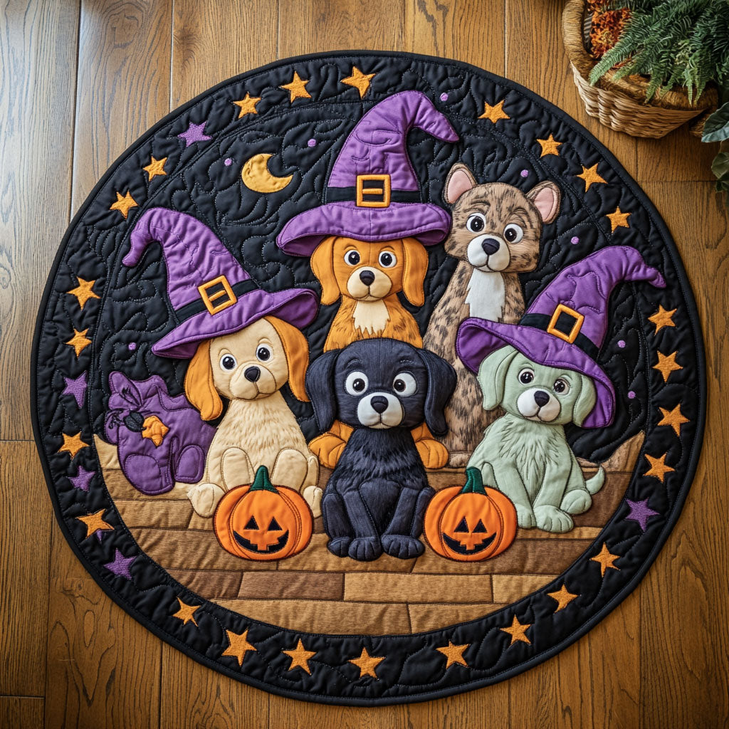 Witch Dogs WY0708113CL Quilted Round Mat