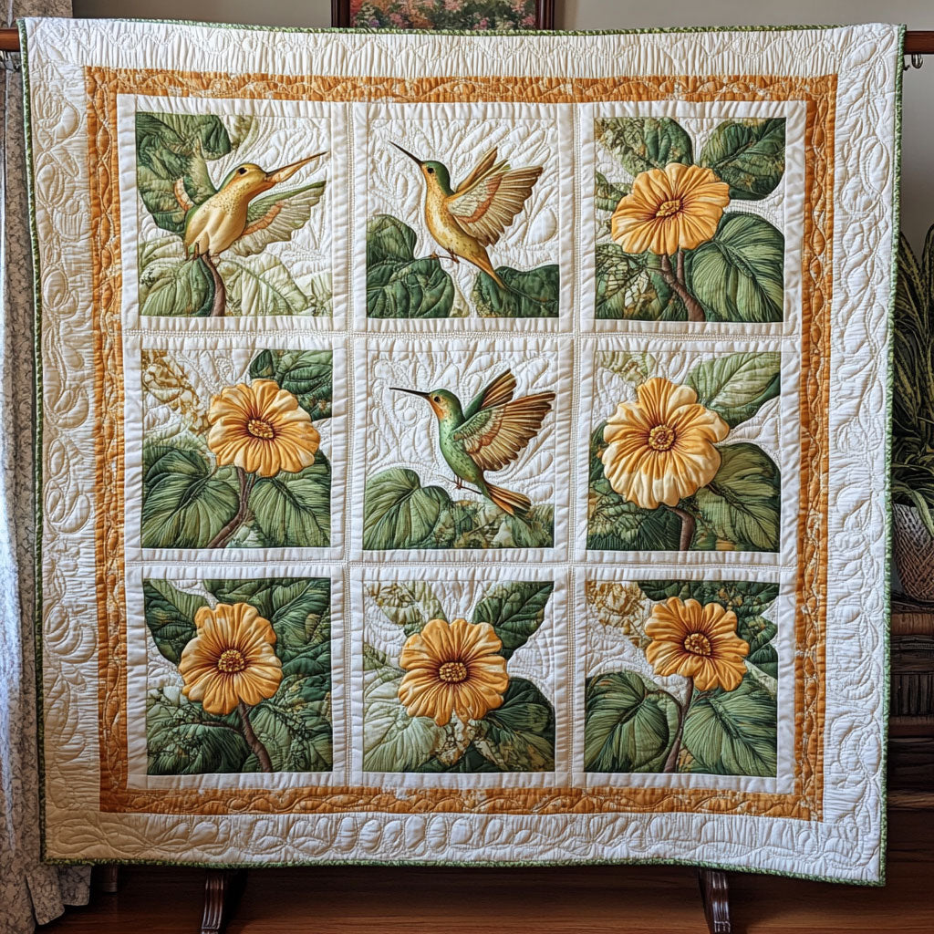 Yellow Daisy Hummingbird WY0808080CL Quilt