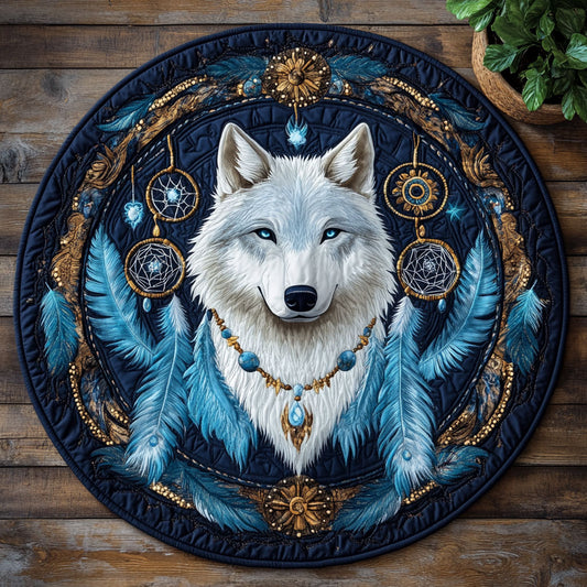 Tribal Wolf CW1606048CL Quilted Round Mat