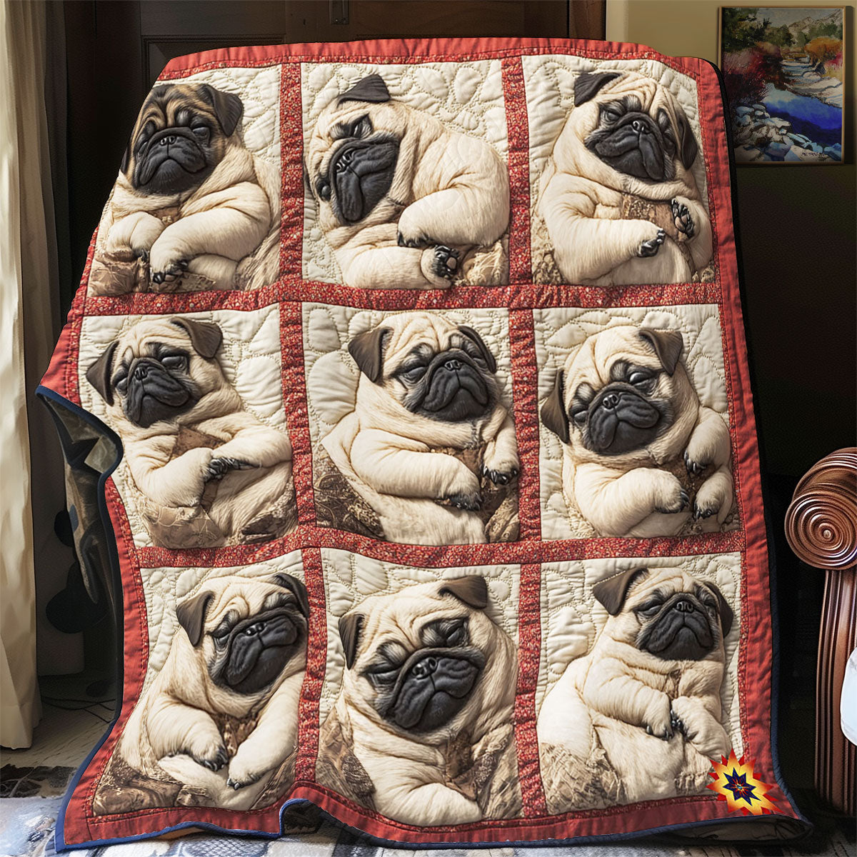 Cute Sleeping Pug WY2712020CL Quilt