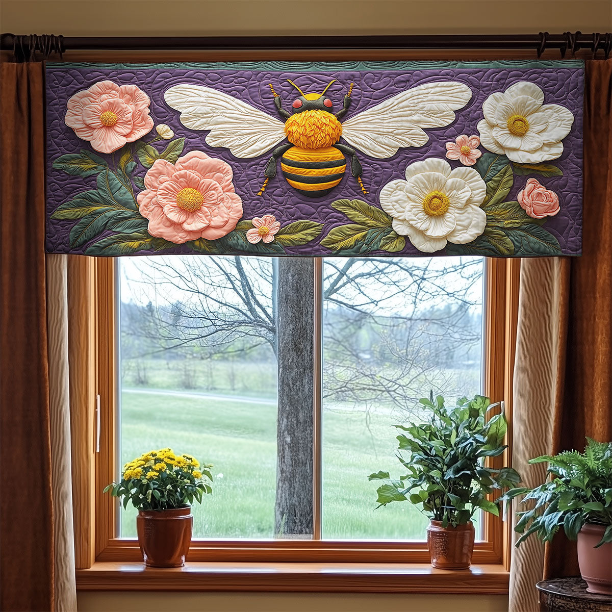 Bee Flower WX0905003CL Quilted Valance