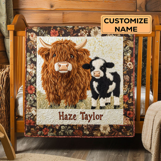 Highland Morning Moo WN3007066CL Personalized Baby Quilt